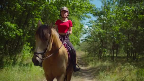 Teenage dívka žokej na koni v přírodě
