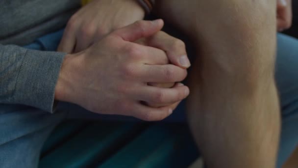 同じセックス男性カップルの手愛撫屋外 — ストック動画