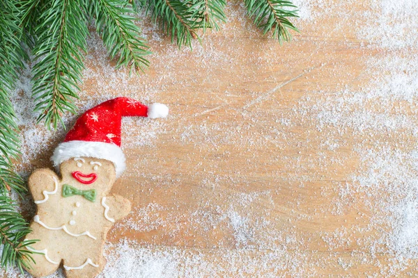 Weihnachten Selbst Gebackene Lebkuchen Und Abstrakter Hintergrund Mit Zucker Bord — Stockfoto