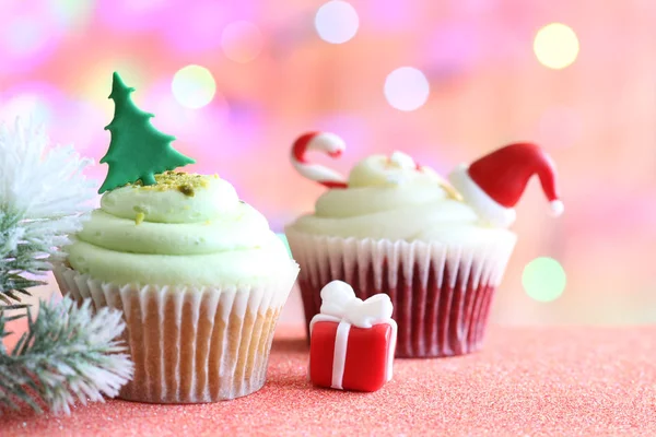 Natale Cupcake Astratto Ornamento Cottura Concetto Sfondo Colorato Sfocato — Foto Stock