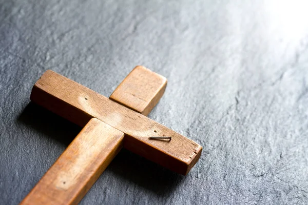 Cruz Vazia Com Sombra Jesus Cristo Conceito Fundo Páscoa Ressurreição — Fotografia de Stock