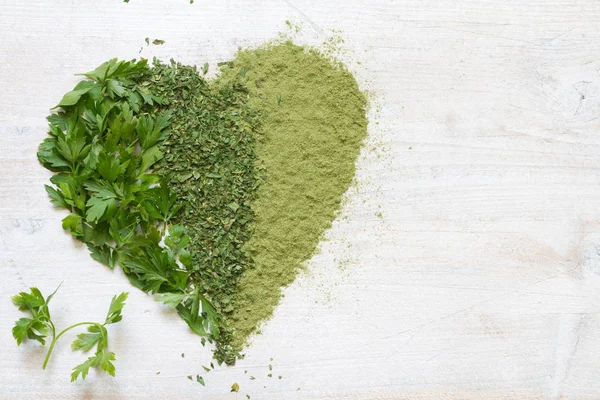 Verduras Verdes Hierbas Concepto Salud Del Corazón — Foto de Stock