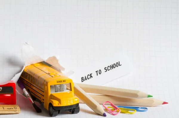 Back School Background Concept Bus Accessories Stock Photo