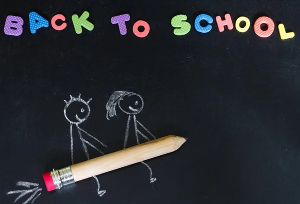 Back School Background Concept Kids Pencil Rocket — Stock Photo, Image