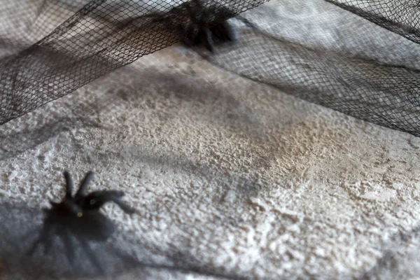 Concreto Vazio Escuro Aranha Rede Fundo Halloween — Fotografia de Stock