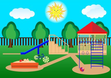 Çocuk Bahçesi. Curtoon, düz tasarım.