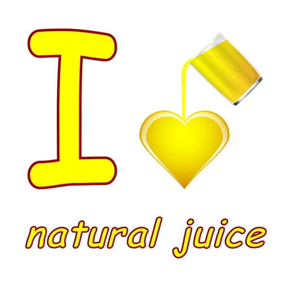 Me encanta el jugo natural — Vector de stock