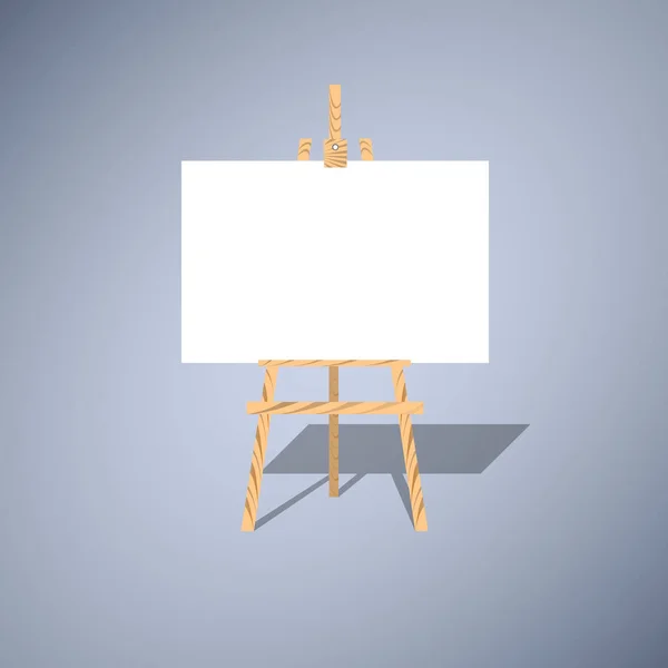 Chevalet en bois avec une toile blanche vierge isolée sur le fond — Image vectorielle