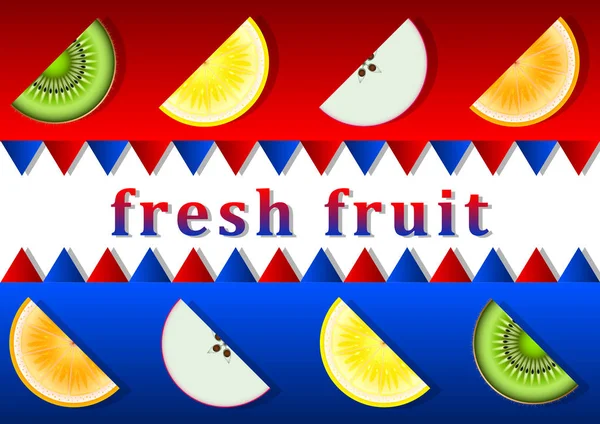 Fruta fresca realista cortada em fatias — Vetor de Stock