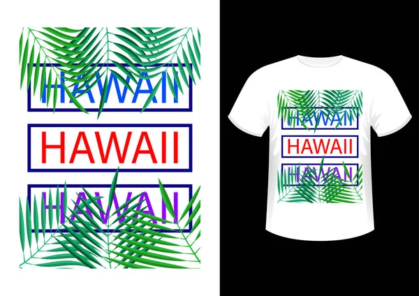 Hawaii, elegante eslogan de diseño de moda, símbolo, logotipos, gráficos e impresión en una camiseta — Vector de stock