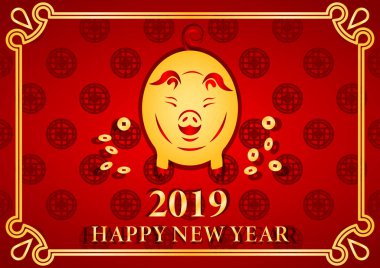 Mutlu çene yeni yıl sarı dünya domuz 2019