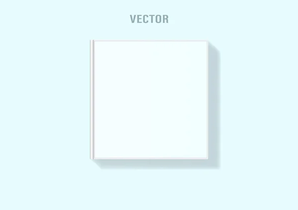 Maqueta Libro Cuadrado Blanco Cerrado Fondo Blanco Ilustración Vectorial — Vector de stock