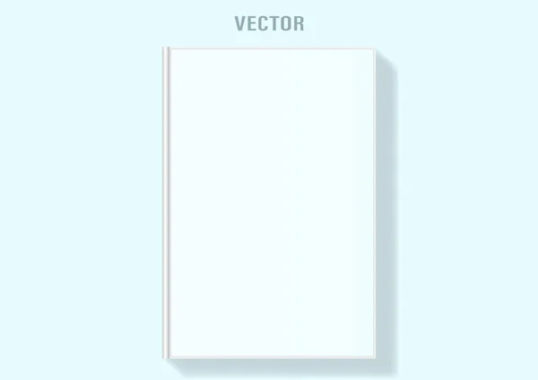 Maqueta de libro rectangular en blanco cerrado en fondo blanco — Vector de stock