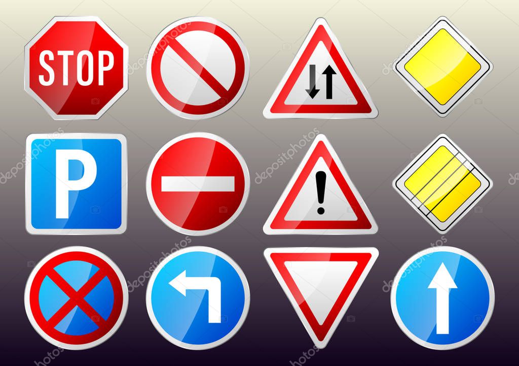 realistic metal road signs