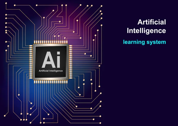 Sistema de aterrizaje de Inteligencia Artificial (AI). Plantilla web para concepto de aprendizaje profundo — Vector de stock