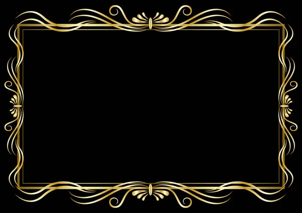 Quadro decorativo dourado isolado em um fundo preto — Vetor de Stock