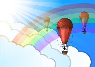 Hava Balon gökkuşağı güneş bulutlar