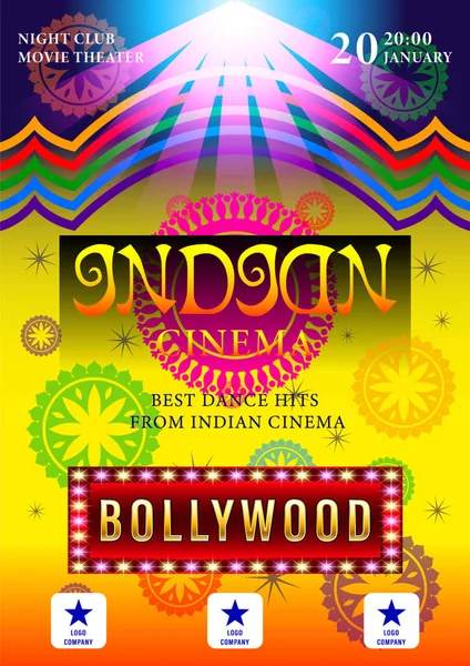 Indian Cinema Bollywood poster voor Night Party achtergrond design — Stockvector