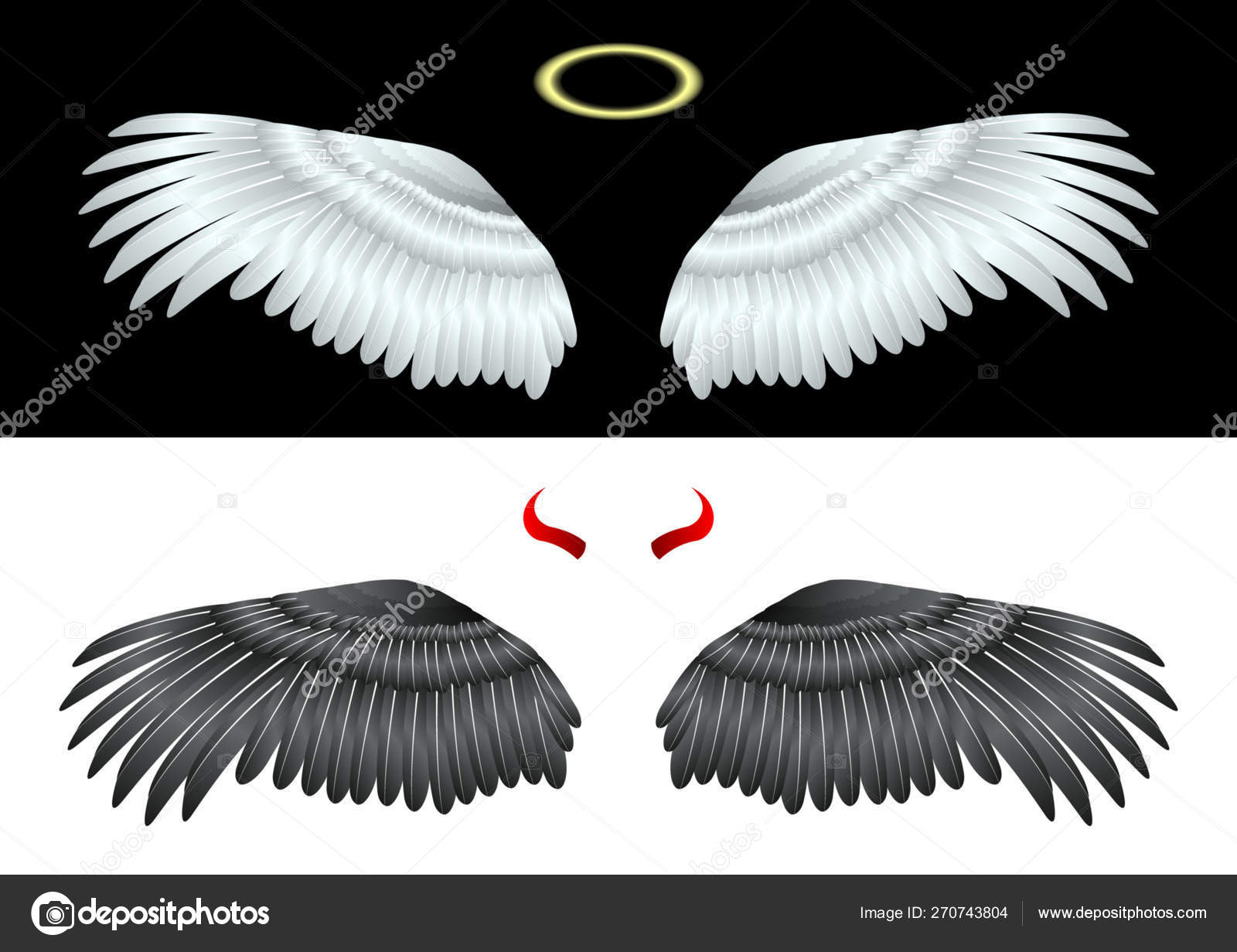 Weiße und schwarze Flügel Engel Stock-Vektorbild von ©Tikofff 270743804, image size:1600x1231