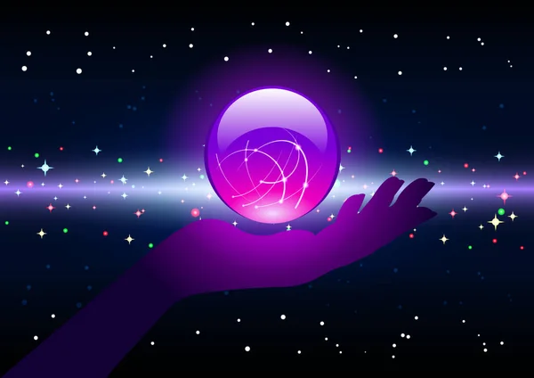 Balle magique sur la paume — Image vectorielle