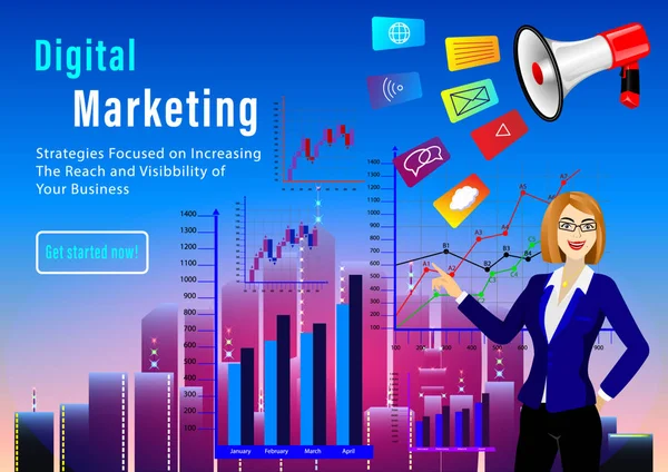 Digitales Marketingkonzept — Stockvektor