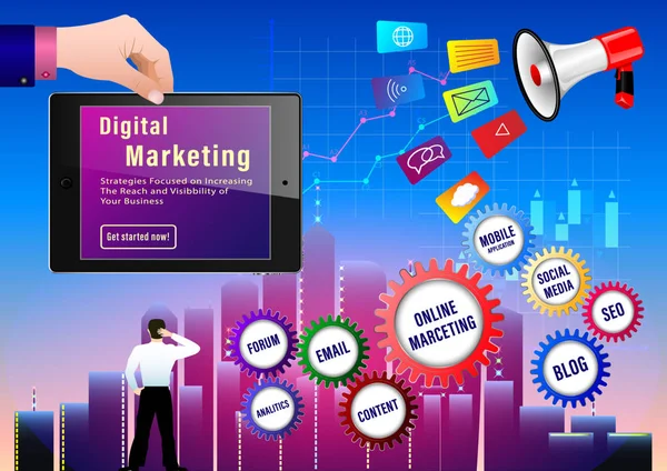 Banner voor digitale marketing — Stockvector