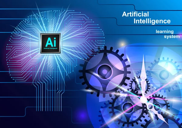 Inteligencia Artificial, Cerebro — Vector de stock