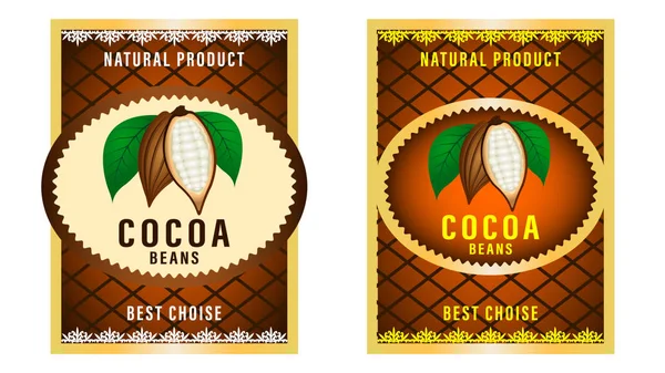 Diseño de envasado de granos de cacao — Archivo Imágenes Vectoriales