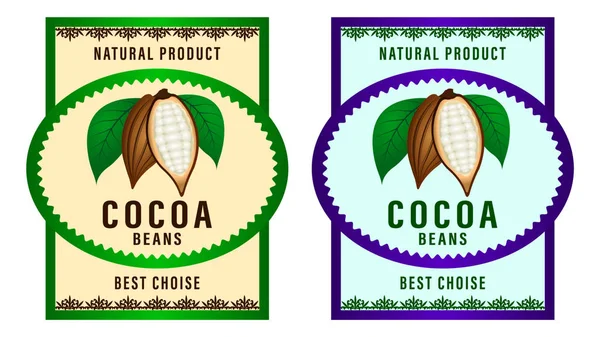 Diseño de envasado de granos de cacao — Archivo Imágenes Vectoriales