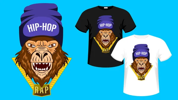 Мавпа, горила хіп-хоп Музика — стоковий вектор