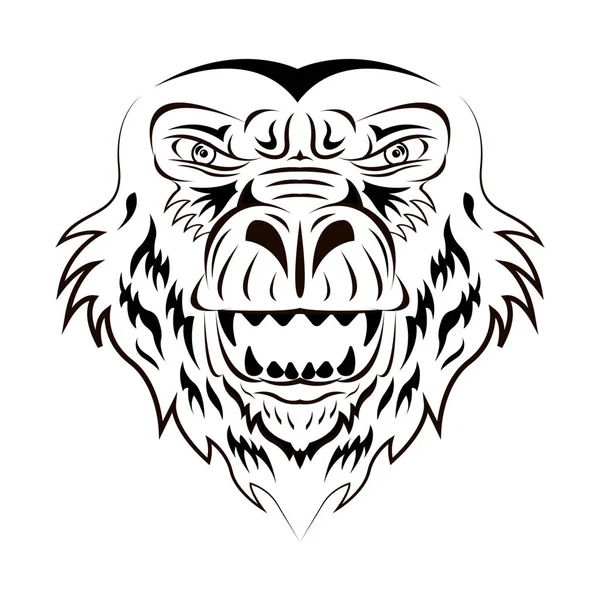 Majom, gorilla Print póló, Tattoo. — Stock Vector