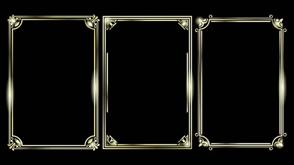 Set Golden Frames — Stock Vector