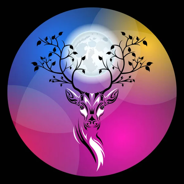 Tête de cerf de forêt de fées — Image vectorielle