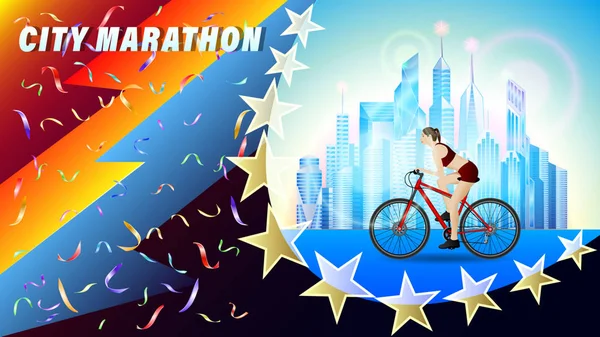 Marathon de vélo de ville . — Image vectorielle
