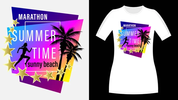 Letní čas, slunečný plážový slogan na tričko. — Stockový vektor