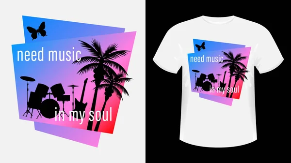 Μουσική Print t-shirt σλόγκαν. — Διανυσματικό Αρχείο