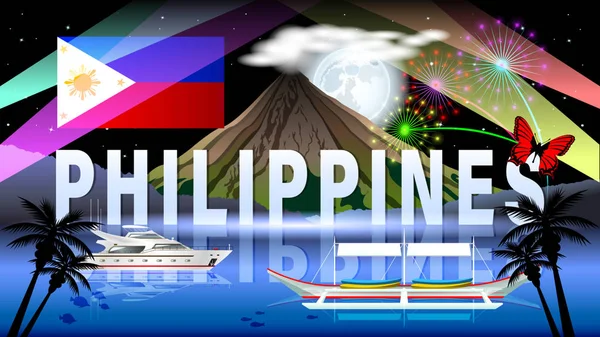 Filippine composizione notturna — Vettoriale Stock