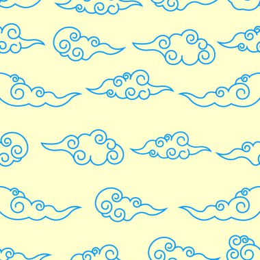 Bulutlar Dikişsiz Desen Doğu Asya geleneksel