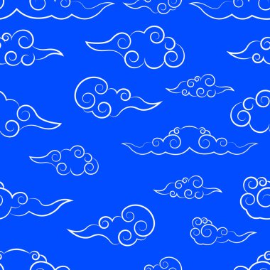 Bulutlar Dikişsiz Desen Doğu Asya geleneksel