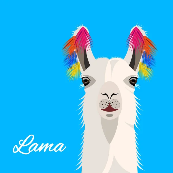 De hoofd lama met een bloemen krans — Stockvector