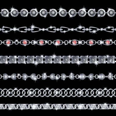 Set sorunsuz gerçekçi gümüş zincirleri izole