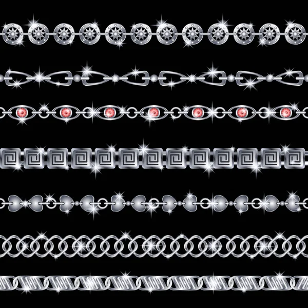 Set sorunsuz gerçekçi gümüş zincirleri izole