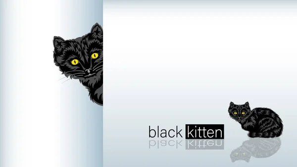 앉아있는 검은 고양이 — 스톡 벡터