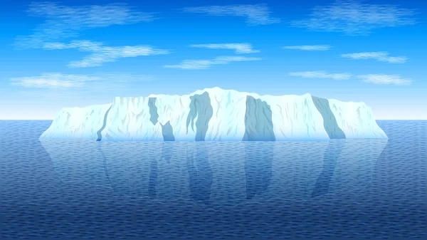 Sakin bir denizde gerçekçi bir buzdağının görünümü. — Stok Vektör