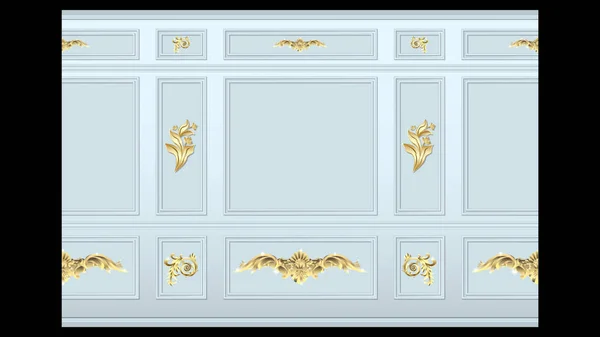 Stucco gold wall panel moulding seamless — Stock Vector