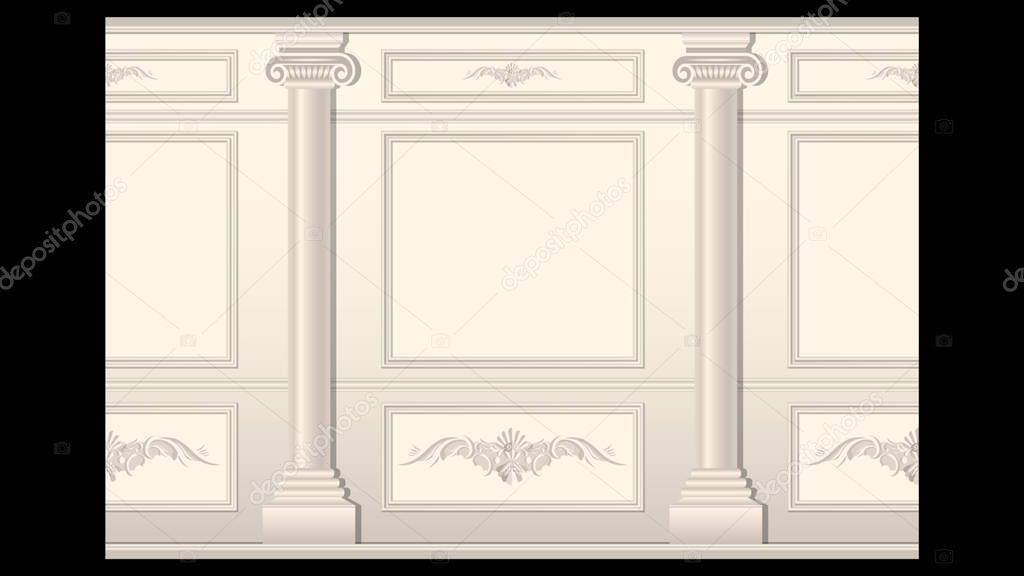 Stucco wall panel moulding with columns seamless