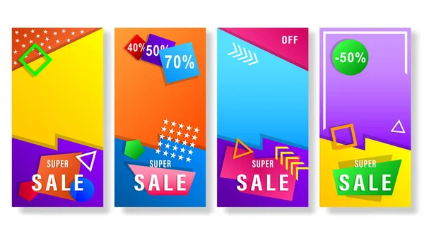 Set banner vendita forme geometriche — Vettoriale Stock