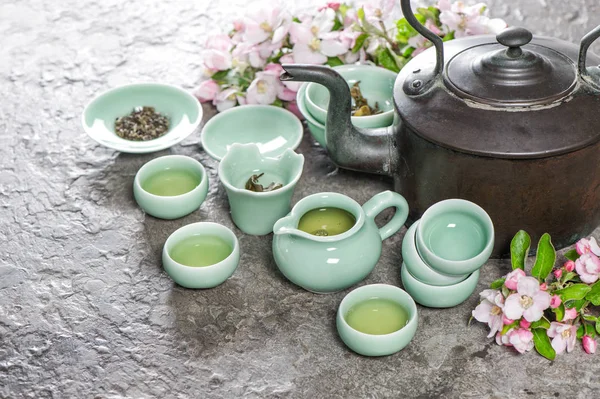 Teapot Cups Traditional Chinese Tea Ceremony Asia Style Stil Life — Stock Photo, Image