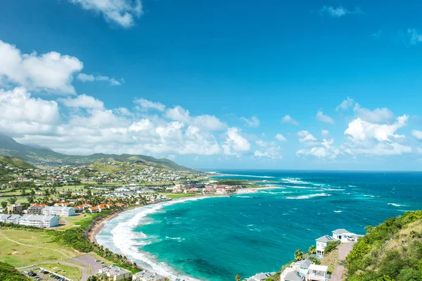 Natur Landskap Turkosa Havet Och Blå Himmel Panoramautsikt Karibiska Kitts — Stockfoto