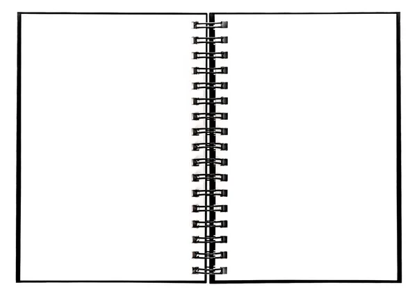 Quaderno Con Raccoglitore Spirale Libro Aperto Sfondo Bianco — Foto Stock